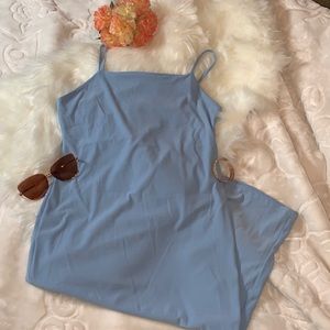 Baby blue strappy midi dress
